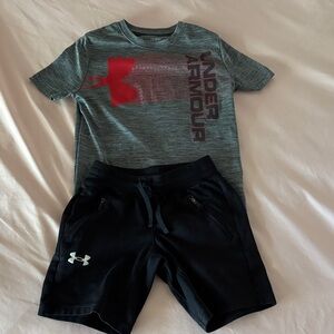 Under Armour Heather Gray and Black Boys' Set